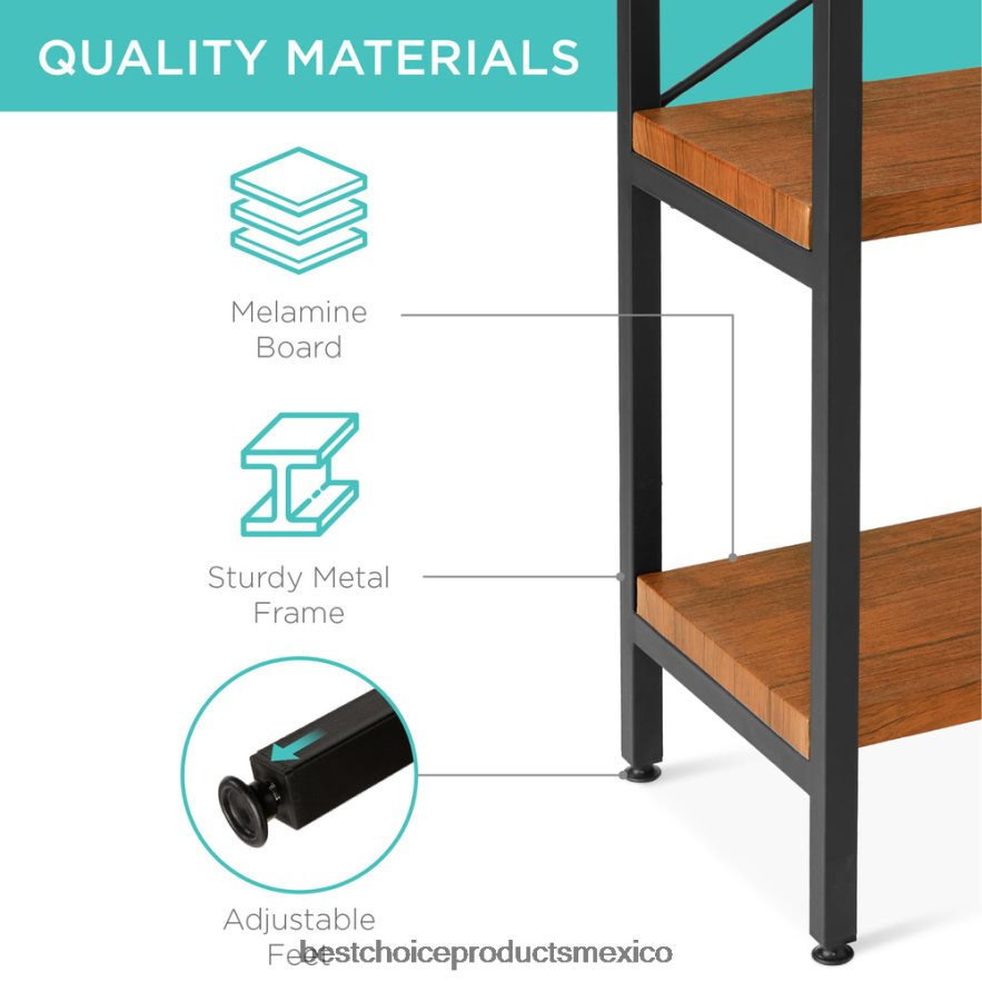 accesorio estantería industrial para sala de estar, pasarela con diseño elevado Best Choice Products marrón X080FZ645