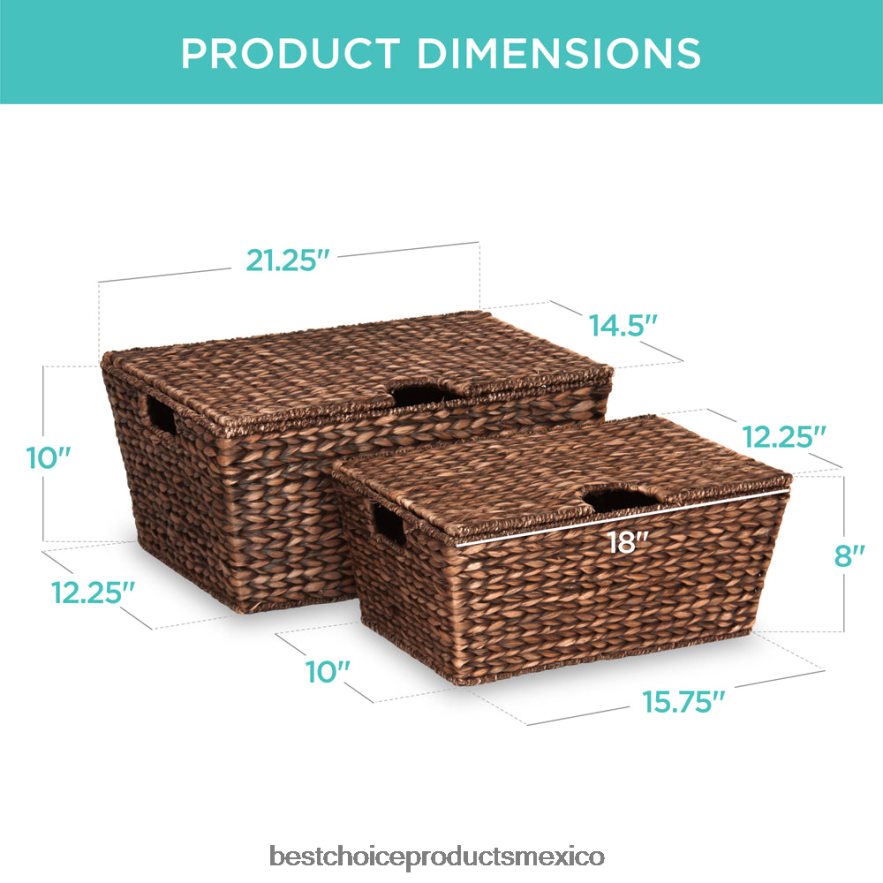 accesorio juego de 2 cestas de almacenamiento tejidas de jacinto de agua xl Best Choice Products marrón X080FZ736