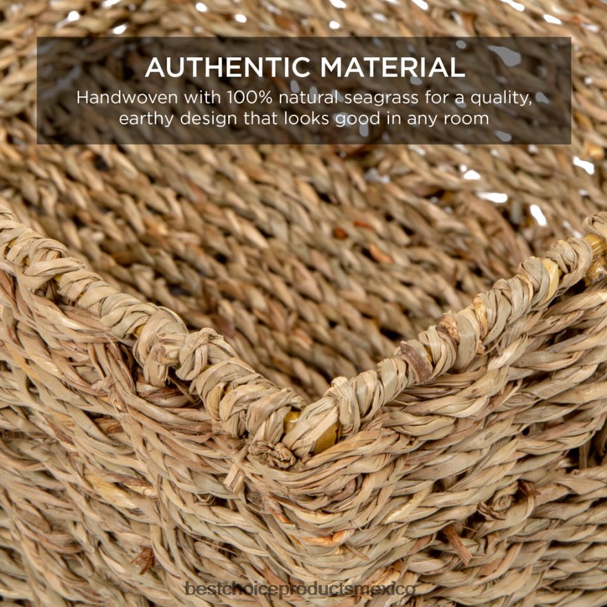 accesorio juego de 4 cestas de almacenamiento de junco marino, organizador de ropa con asas insertadas Best Choice Products natural X080FZ729