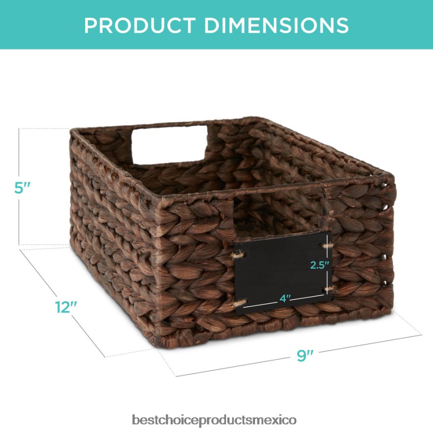 accesorio juego de 4 cestas de despensa de jacinto de agua con pizarra y marcador Best Choice Products marrón X080FZ1207
