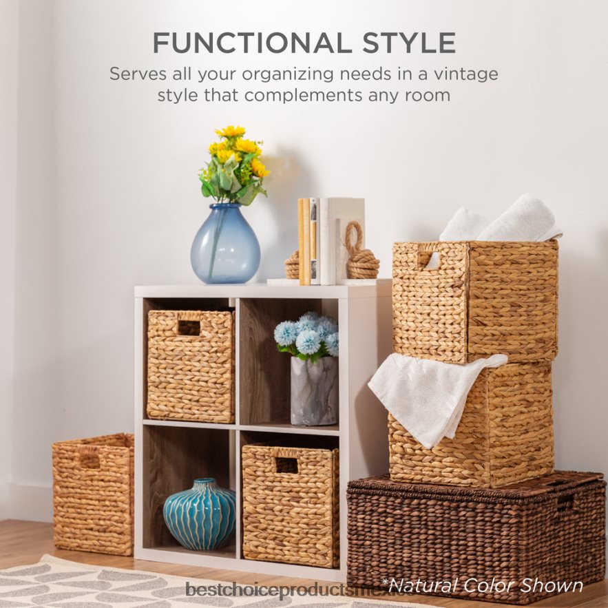 accesorio juego de 5 cestas de almacenamiento plegables de jacinto con inserciones Best Choice Products gris X080FZ683