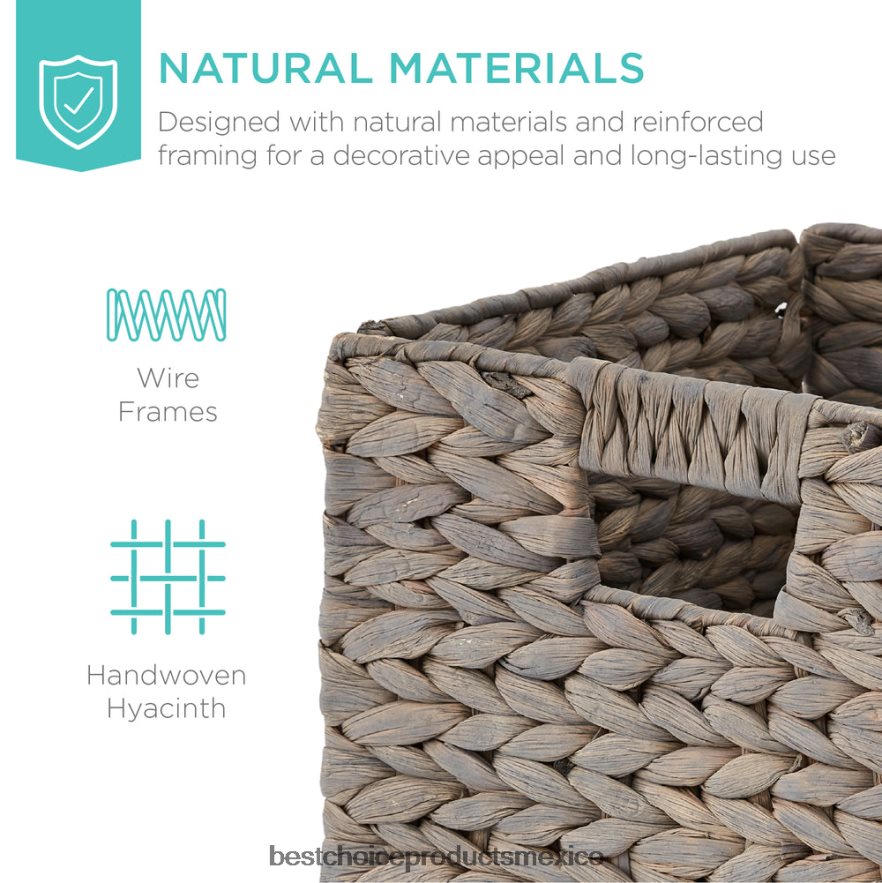 accesorio juego de 5 cestas de almacenamiento plegables de jacinto con inserciones Best Choice Products gris X080FZ683