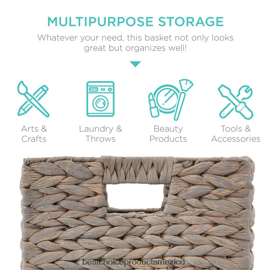 accesorio juego de 5 cestas de almacenamiento plegables de jacinto con inserciones Best Choice Products gris X080FZ683