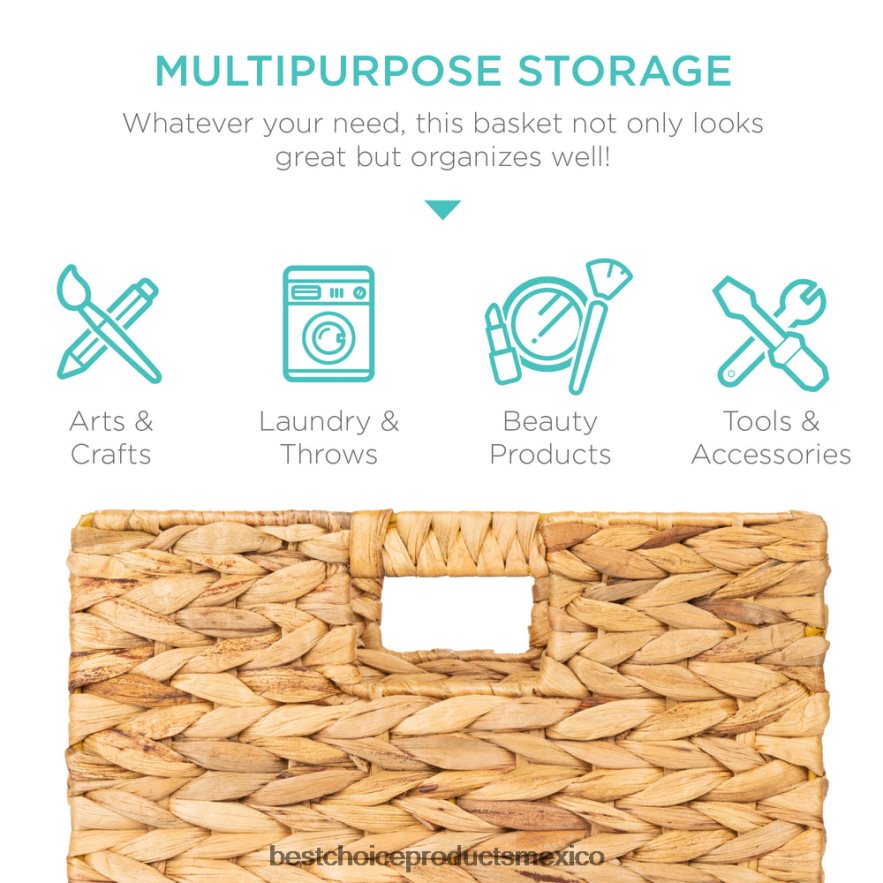 accesorio juego de 5 cestas de almacenamiento plegables de jacinto con inserciones Best Choice Products natural X080FZ1235