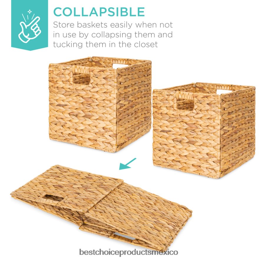 accesorio juego de 5 cestas de almacenamiento plegables de jacinto con inserciones Best Choice Products natural X080FZ679