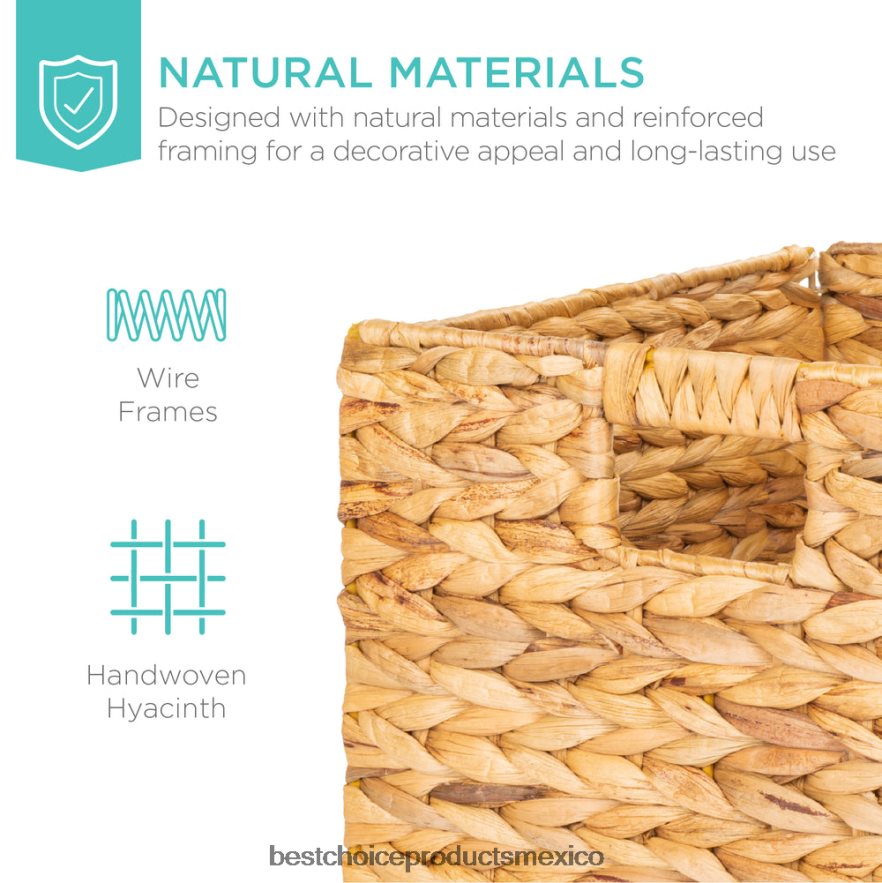 accesorio juego de 5 cestas de almacenamiento plegables de jacinto con inserciones Best Choice Products natural X080FZ679