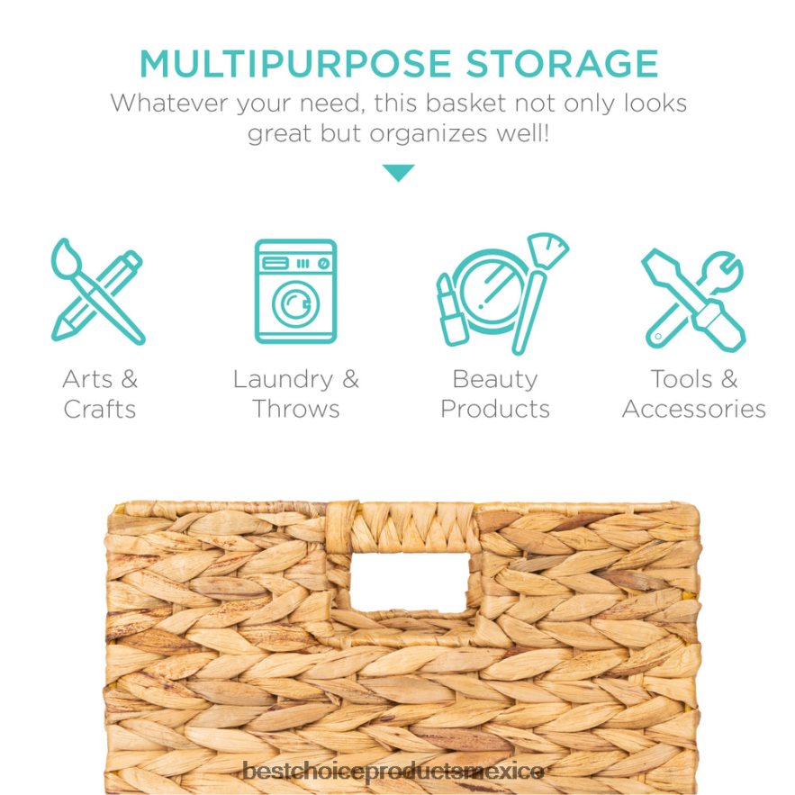 accesorio juego de 5 cestas de almacenamiento plegables de jacinto con inserciones Best Choice Products natural X080FZ679