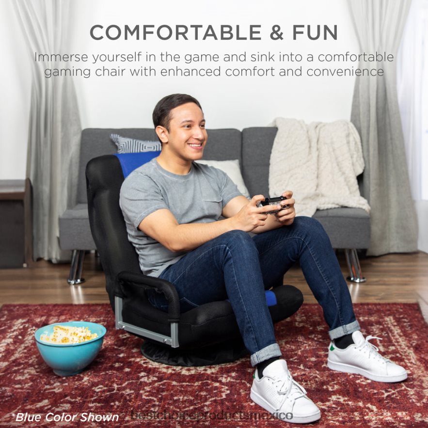 accesorio silla de piso para juegos con giro de 360 ​​grados, reposabrazos y respaldo ajustable Best Choice Products negro X080FZ1171