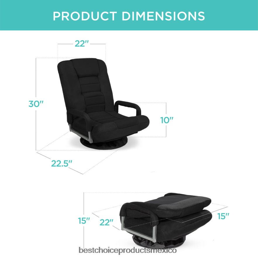 accesorio silla de piso para juegos con giro de 360 ​​grados, reposabrazos y respaldo ajustable Best Choice Products negro X080FZ1171