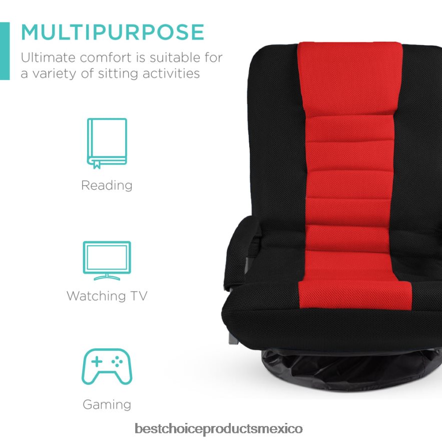 accesorio silla de piso para juegos con giro de 360 ​​grados, reposabrazos y respaldo ajustable Best Choice Products negro/rojo X080FZ1165