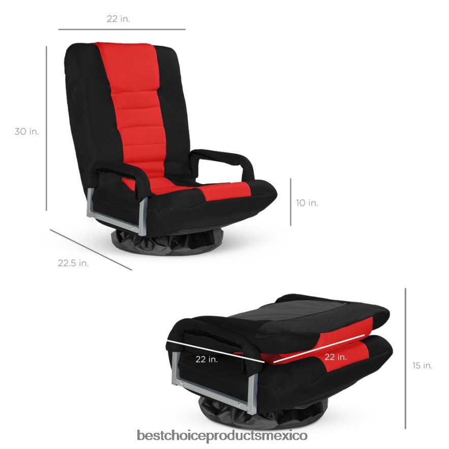 accesorio silla de piso para juegos con giro de 360 ​​grados, reposabrazos y respaldo ajustable Best Choice Products negro/rojo X080FZ1165