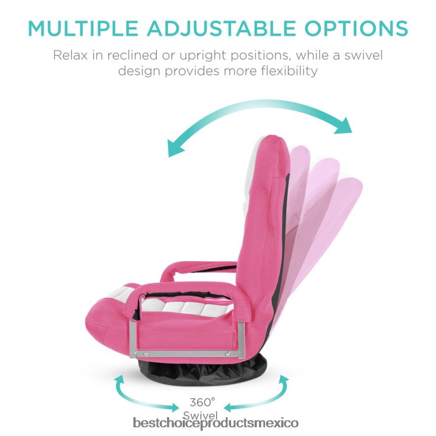 accesorio silla de piso para juegos con giro de 360 ​​grados, reposabrazos y respaldo ajustable Best Choice Products rosa/blanco X080FZ1168