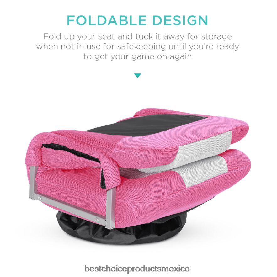 accesorio silla de piso para juegos con giro de 360 ​​grados, reposabrazos y respaldo ajustable Best Choice Products rosa/blanco X080FZ1168