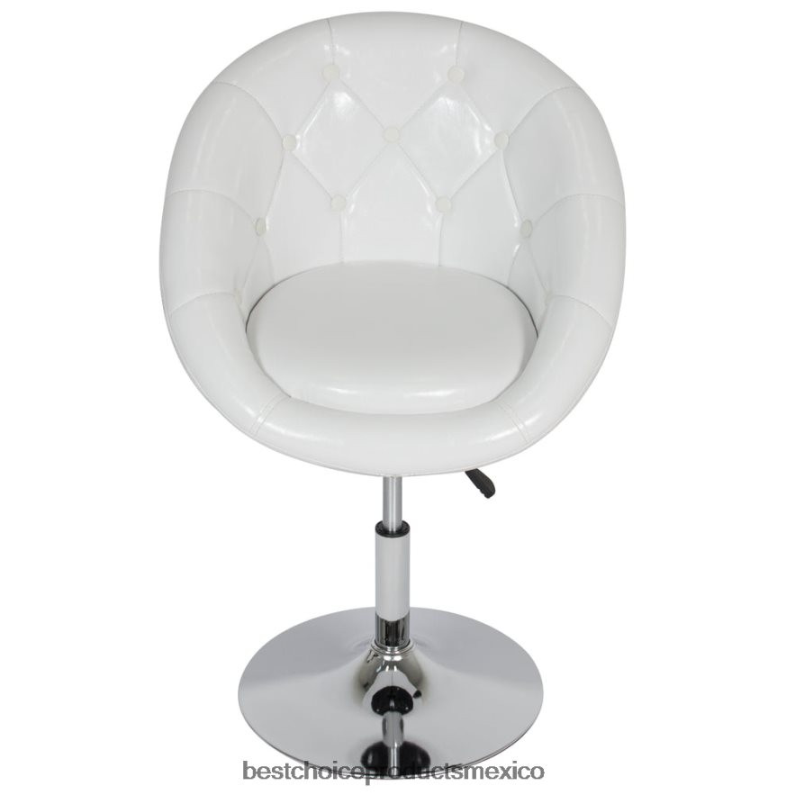 accesorio silla decorativa giratoria redonda capitoné ajustable Best Choice Products blanco X080FZ1267