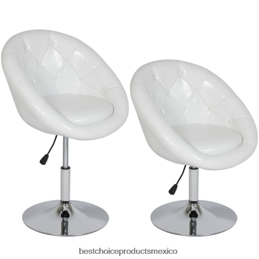 accesorio silla decorativa giratoria redonda capitoné ajustable Best Choice Products blanco X080FZ1267