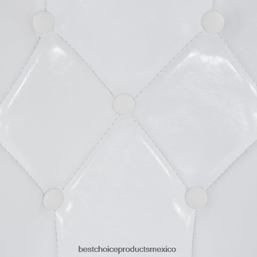 accesorio silla decorativa giratoria redonda capitoné ajustable Best Choice Products blanco X080FZ1267