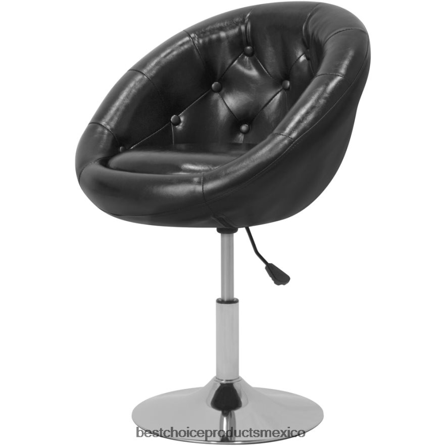 accesorio silla decorativa giratoria redonda capitoné ajustable Best Choice Products negro X080FZ1268