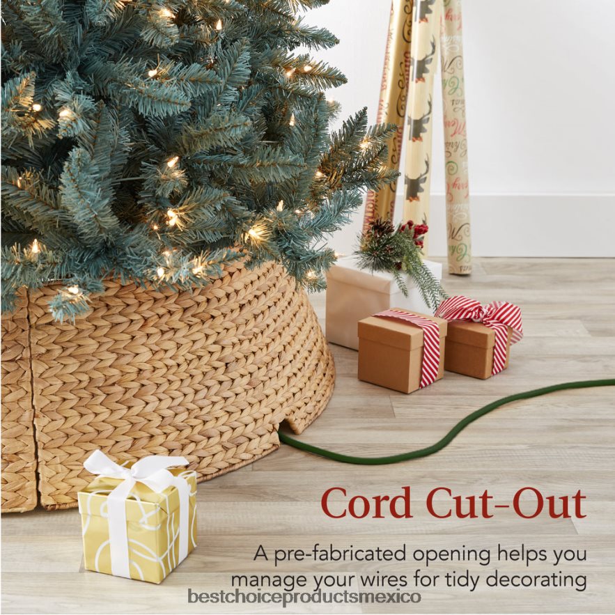 estacional collar de árbol navideño de jacinto tejido Best Choice Products natural X080FZ78