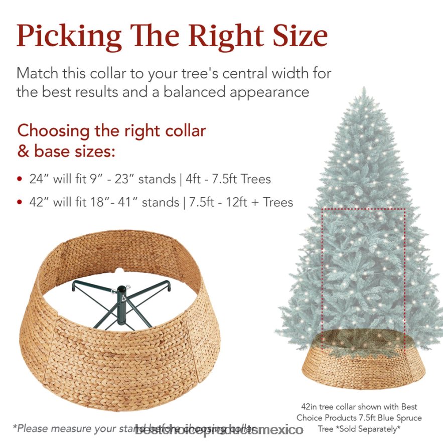 estacional collar de árbol navideño de jacinto tejido Best Choice Products natural X080FZ78