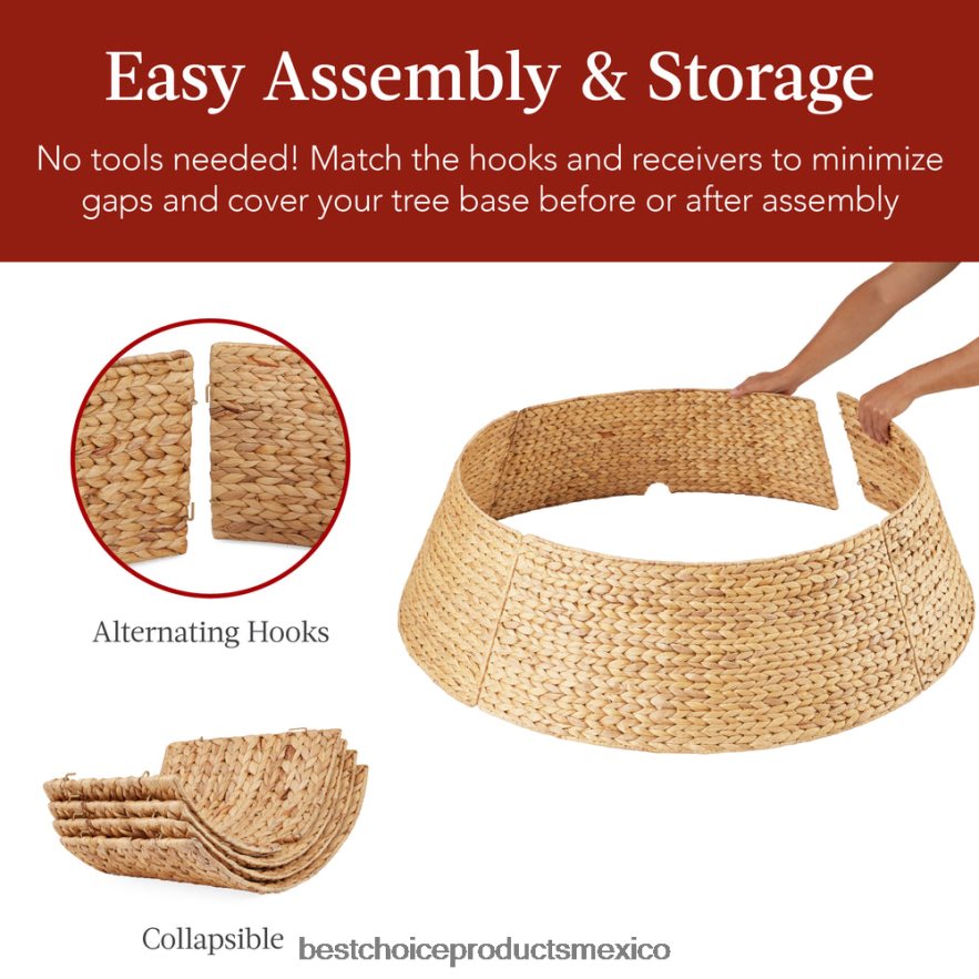 estacional collar de árbol navideño de jacinto tejido Best Choice Products natural X080FZ78