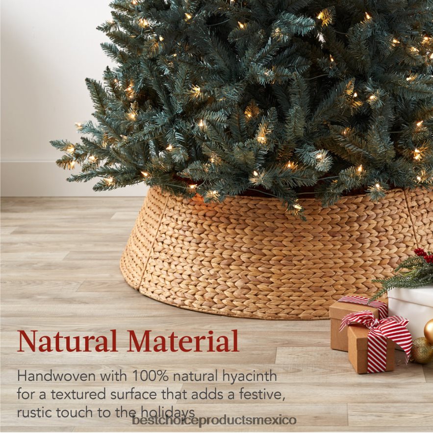 estacional collar de árbol navideño de jacinto tejido Best Choice Products natural X080FZ78