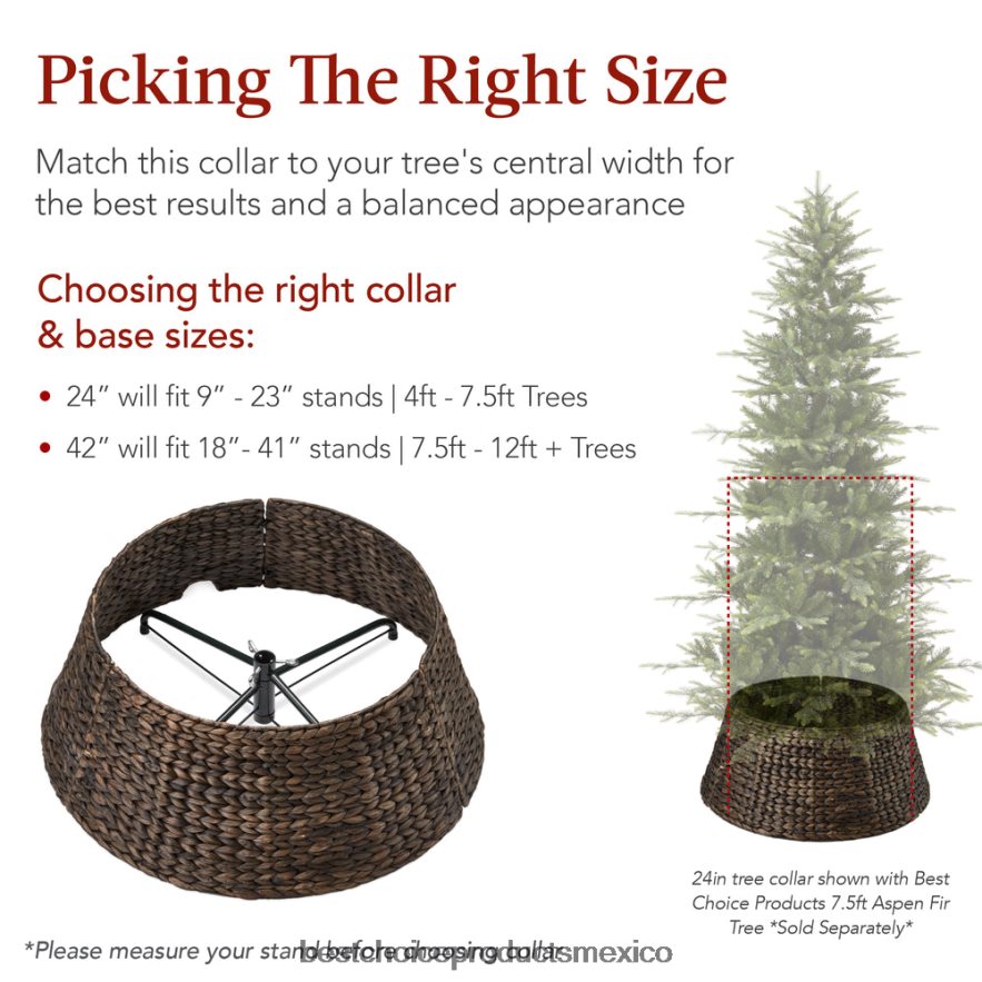 estacional collar de árbol navideño de jacinto tejido Best Choice Products tabaco X080FZ85