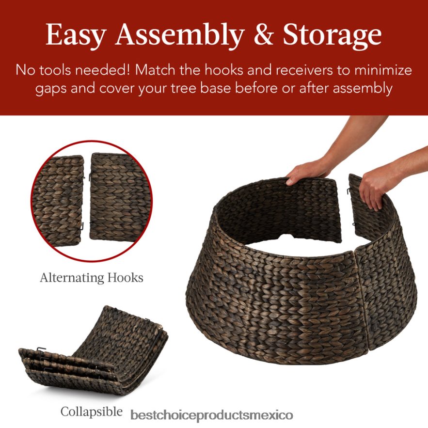 estacional collar de árbol navideño de jacinto tejido Best Choice Products tabaco X080FZ85