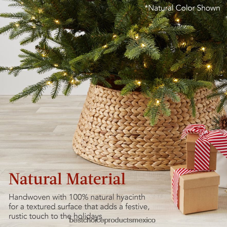 estacional collar de árbol navideño de jacinto tejido Best Choice Products tabaco X080FZ85
