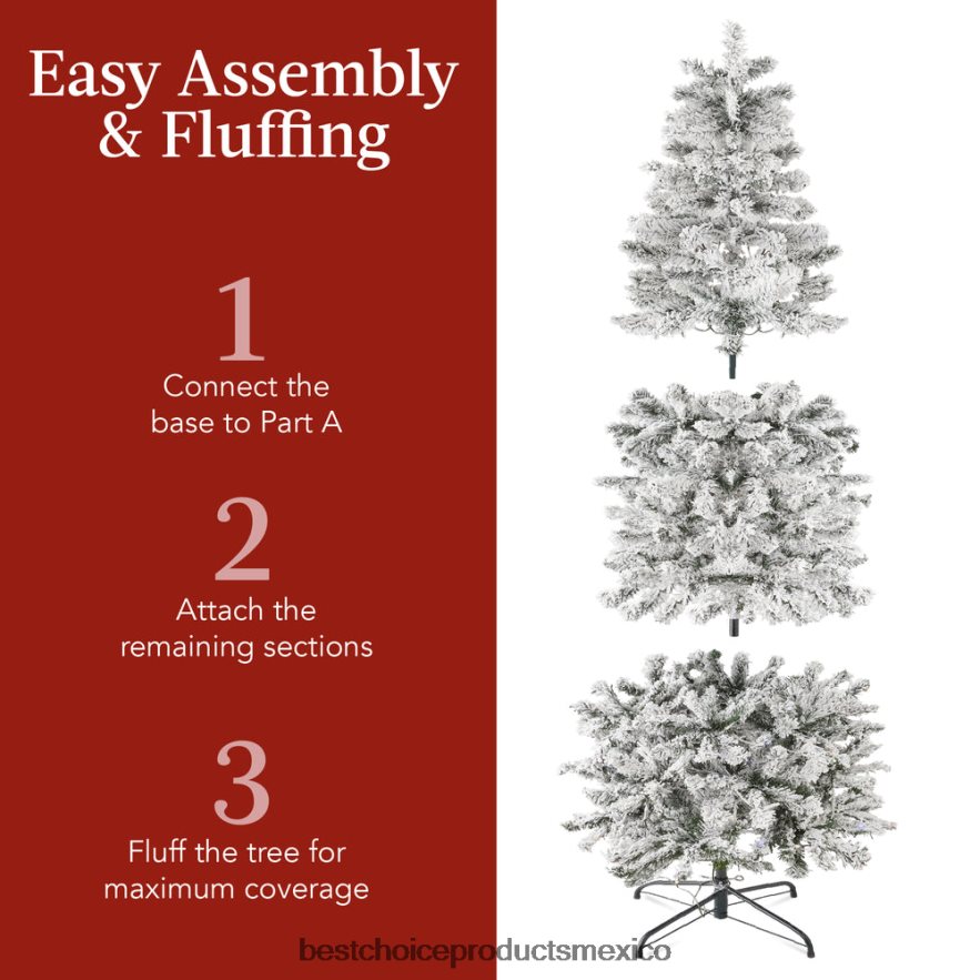 estacional Árbol de Navidad artificial con forma de lápiz y nieve preiluminado con luces multicolores Best Choice Products belleza X080FZ255