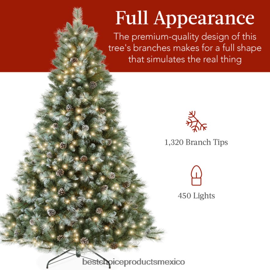 estacional Árbol de Navidad artificial de pino escocés esmerilado preiluminado Best Choice Products soporte metálico X080FZ234