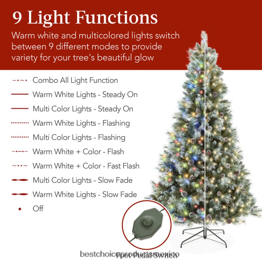 estacional Árbol de Navidad artificial de pino escocés esmerilado preiluminado Best Choice Products soporte metálico X080FZ234