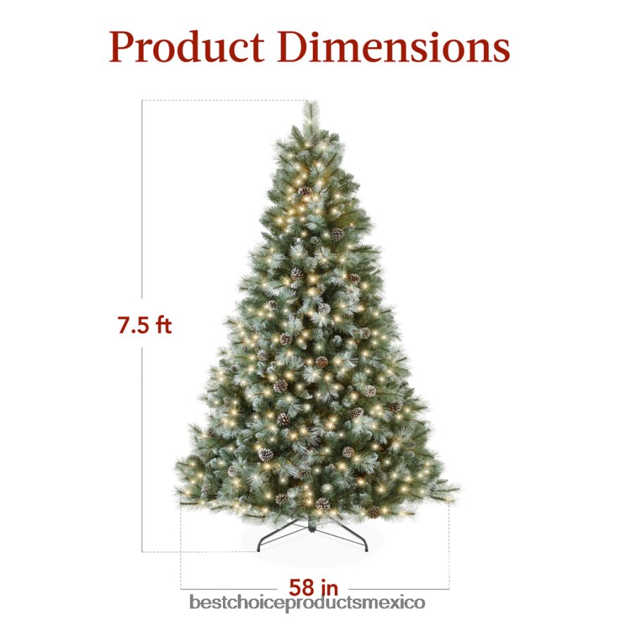 estacional Árbol de Navidad artificial de pino escocés esmerilado preiluminado Best Choice Products soporte metálico X080FZ234