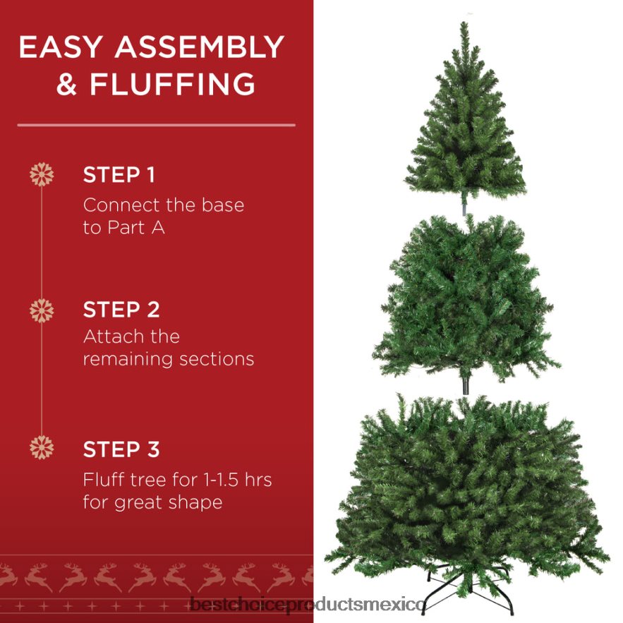 estacional Árbol de Navidad de abeto artificial preiluminado con base de metal plegable Best Choice Products belleza X080FZ24