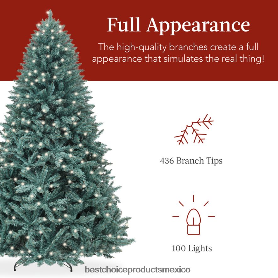 estacional Árbol de Navidad de abeto azul preiluminado con base plegable y luces incandescentes Best Choice Products belleza X080FZ50