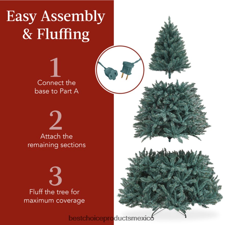 estacional Árbol de Navidad de abeto azul preiluminado con base plegable y luces incandescentes Best Choice Products belleza X080FZ53