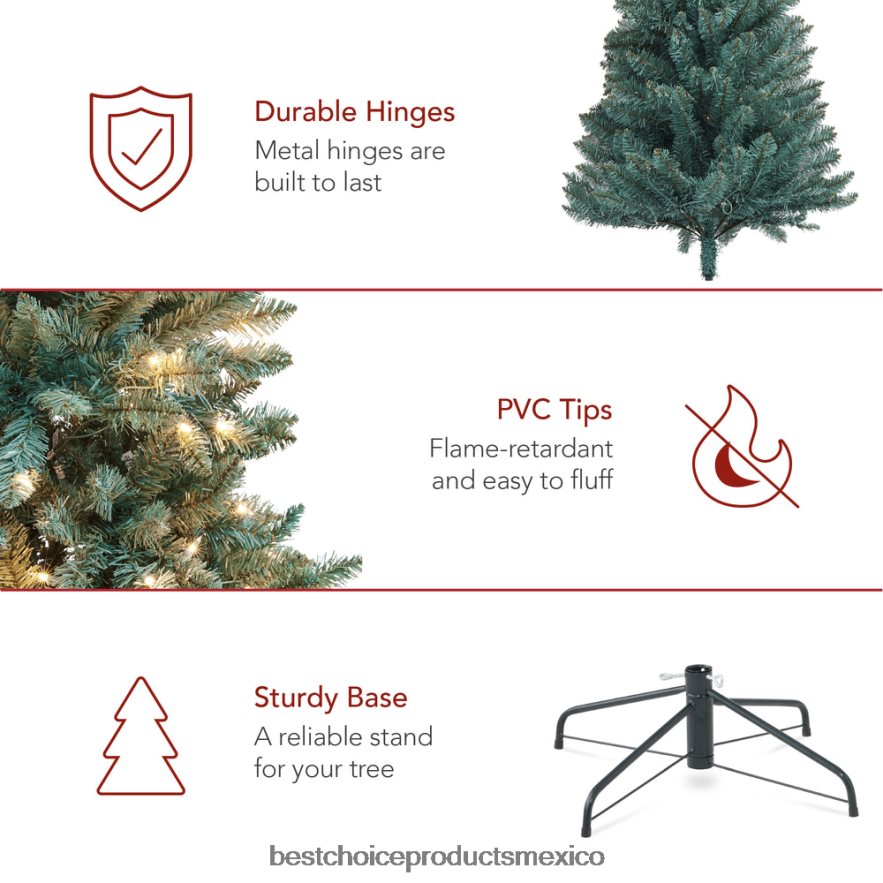 estacional Árbol de Navidad de abeto azul preiluminado con base plegable y luces incandescentes Best Choice Products belleza X080FZ53