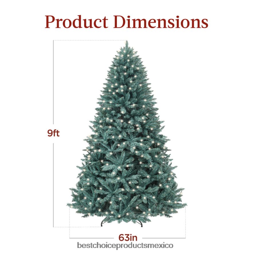 estacional Árbol de Navidad de abeto azul preiluminado con base plegable y luces incandescentes Best Choice Products belleza X080FZ53