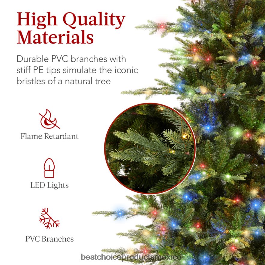 estacional Árbol de Navidad de abeto noble de álamo artificial preiluminado Best Choice Products soporte metálico X080FZ48