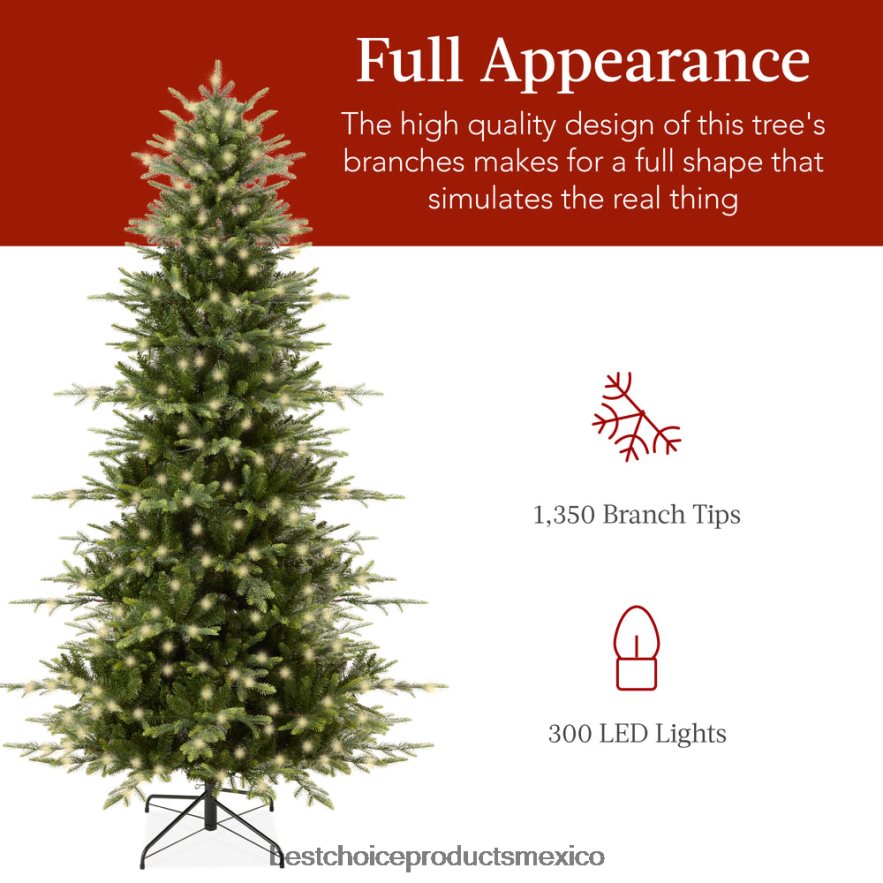 estacional Árbol de Navidad de abeto noble de álamo artificial preiluminado Best Choice Products soporte metálico X080FZ48