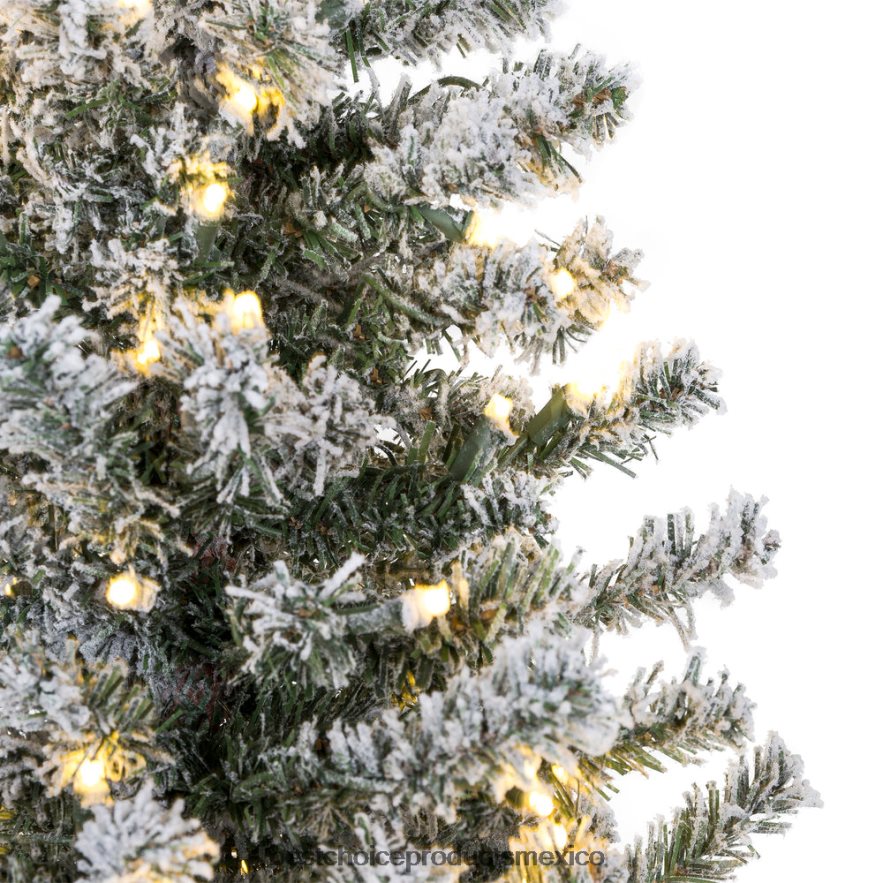 estacional Árbol de Navidad de lápiz delgado alpino preiluminado con nieve y luces LED, soporte Best Choice Products belleza X080FZ159