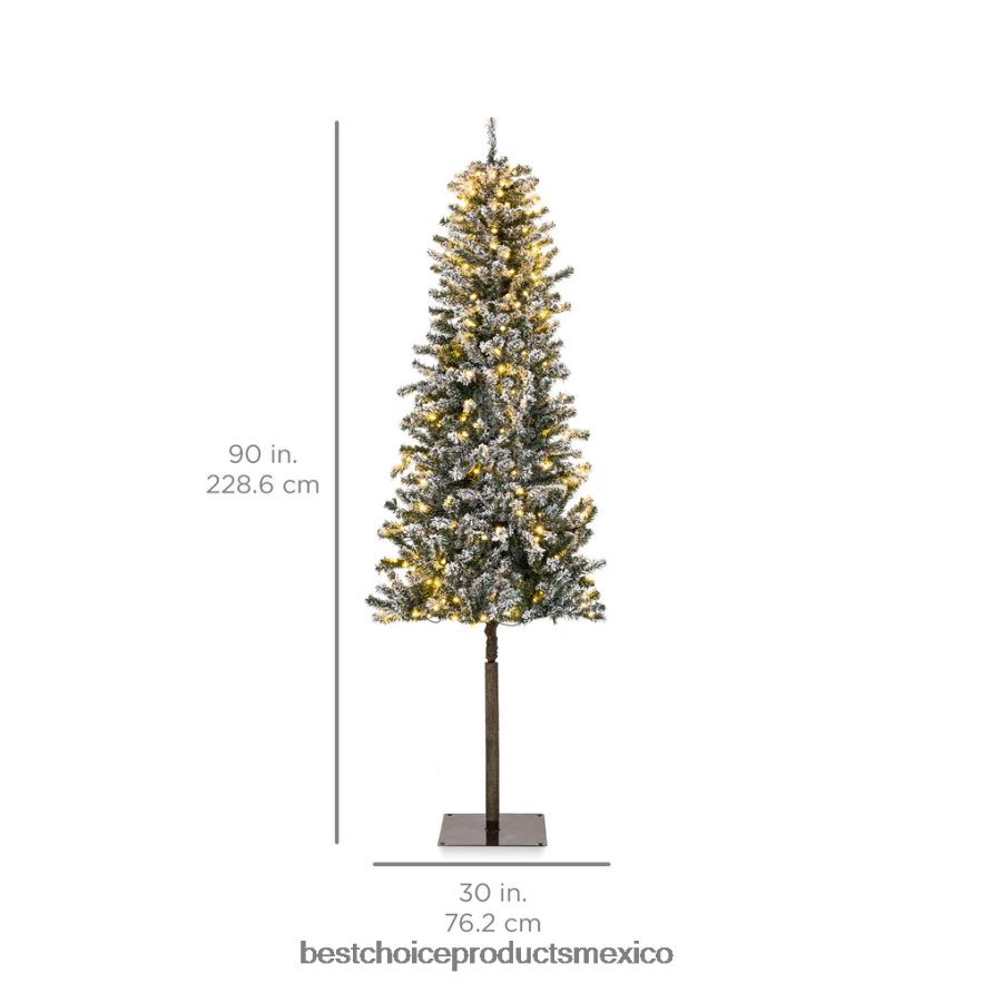 estacional Árbol de Navidad de lápiz delgado alpino preiluminado con nieve y luces LED, soporte Best Choice Products belleza X080FZ159