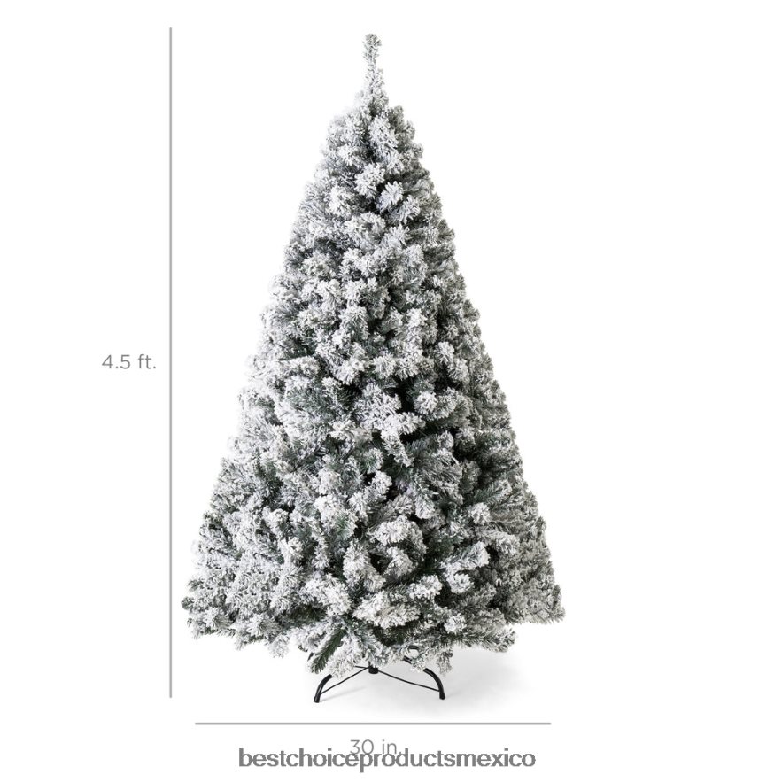 estacional Árbol de Navidad de pino artificial con nieve preiluminada Best Choice Products luces blancas cálidas X080FZ4