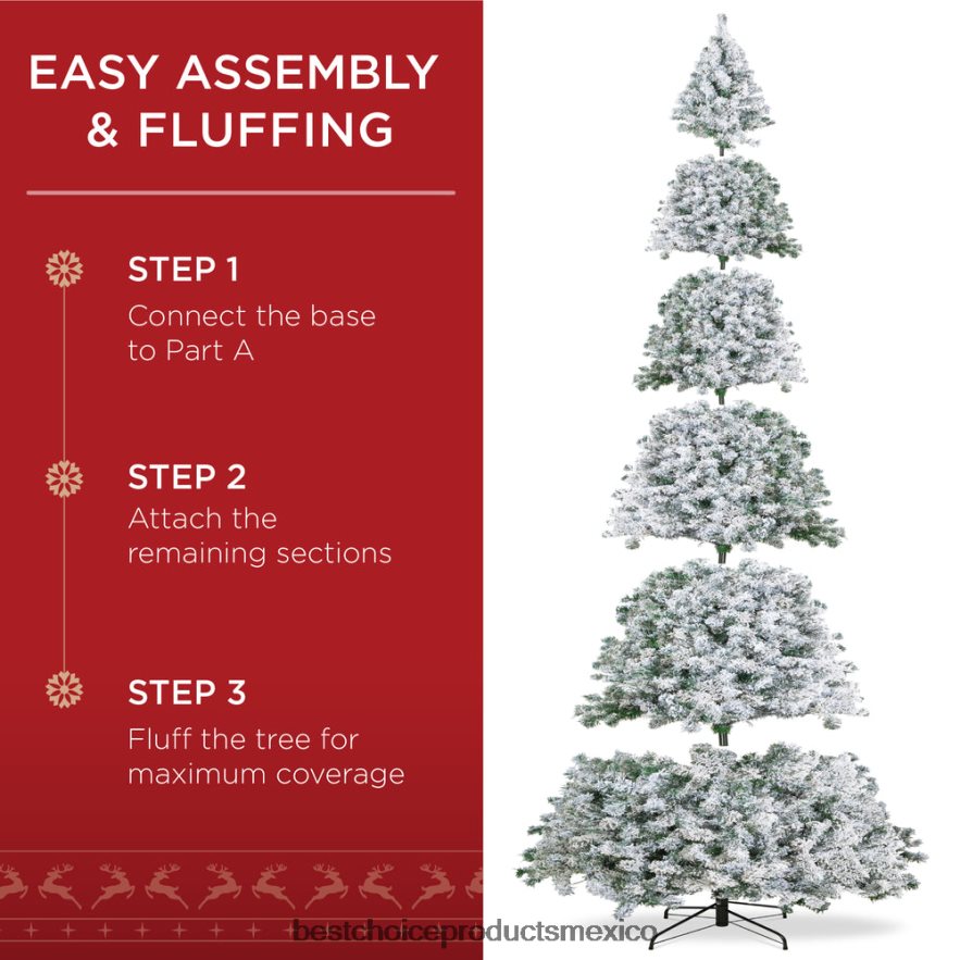 estacional Árbol de Navidad de pino artificial con nieve preiluminada Best Choice Products luces blancas cálidas X080FZ8