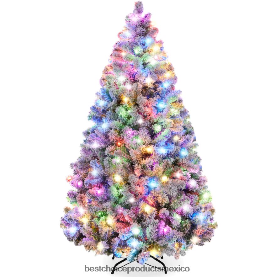 estacional Árbol de Navidad de pino artificial preiluminado con nieve y luces multicolores Best Choice Products belleza X080FZ27