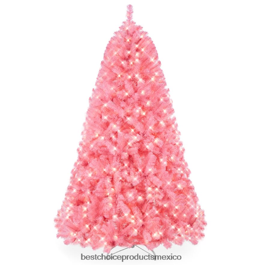 estacional Árbol de Navidad rosa artificial preiluminado con luces incandescentes Best Choice Products soporte metálico X080FZ174