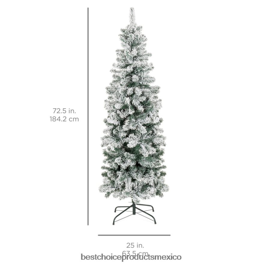 estacional nieve flocado lápiz artificial árbol de navidad Best Choice Products pararse X080FZ194