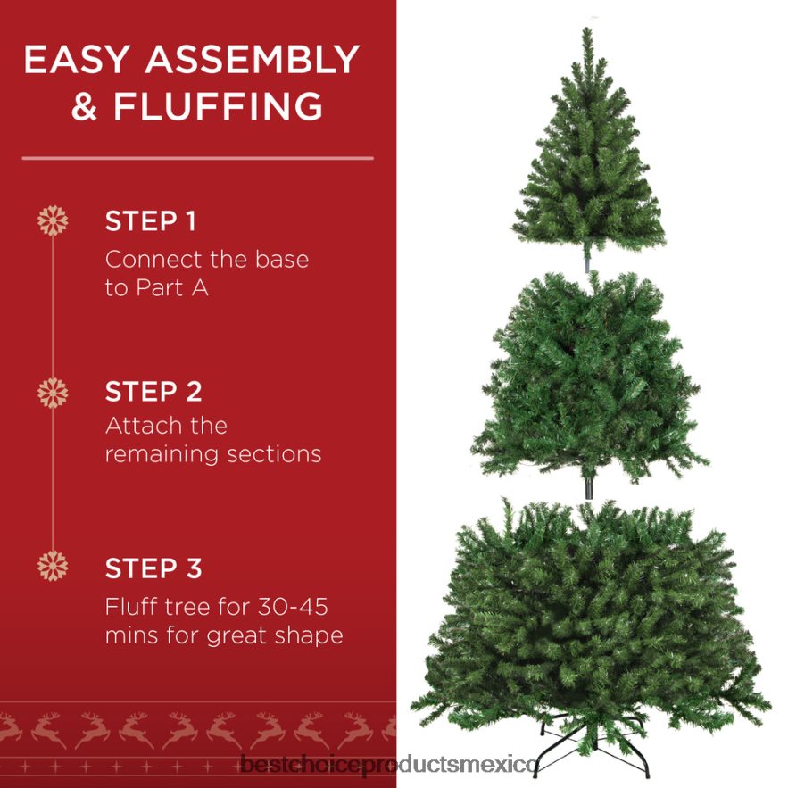 estacional Árbol de Navidad de abeto artificial premium con base de metal plegable Best Choice Products belleza X080FZ34