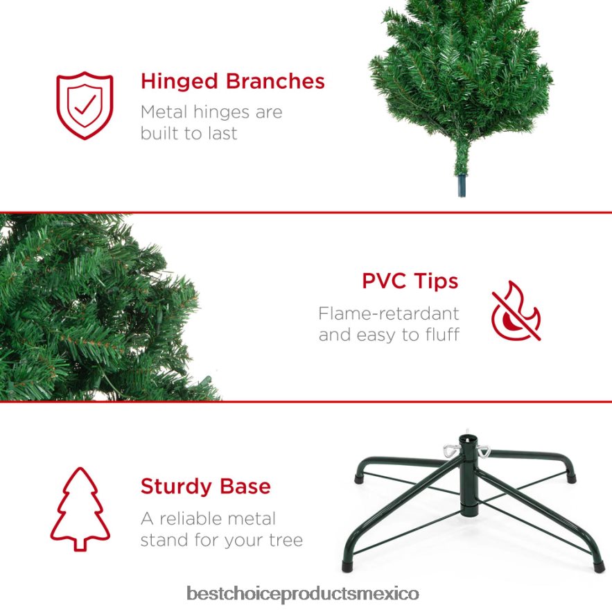 estacional Árbol de Navidad de abeto artificial premium con base de metal plegable Best Choice Products belleza X080FZ35