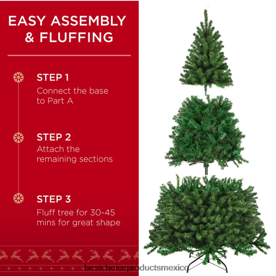 estacional Árbol de Navidad de abeto artificial premium con base de metal plegable Best Choice Products belleza X080FZ36