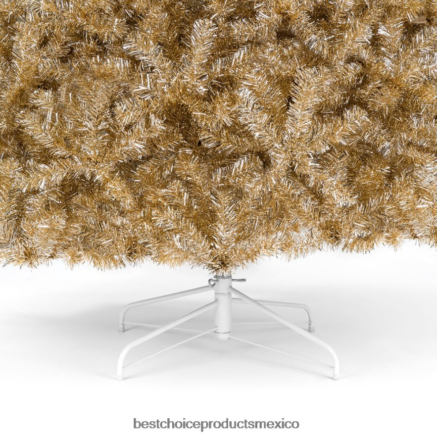 estacional Árbol de Navidad de oropel artificial color champán con soporte plegable Best Choice Products belleza X080FZ239